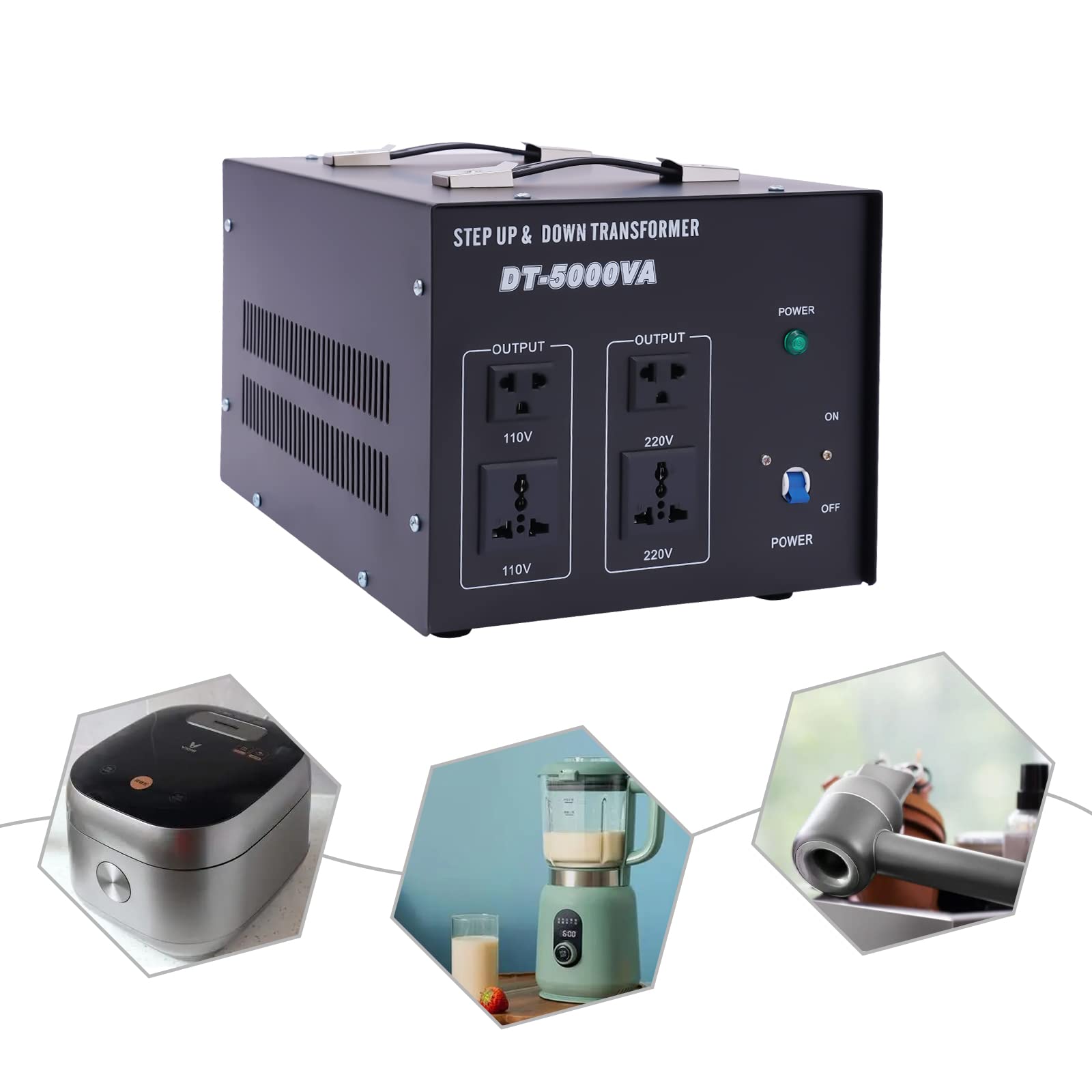 Trasformatore di tensione 220 V-240 V a 110 V-120 V, trasformatore di tensione per conversione su e giù, per la maggior parte degli elettrodomestici utilizzati