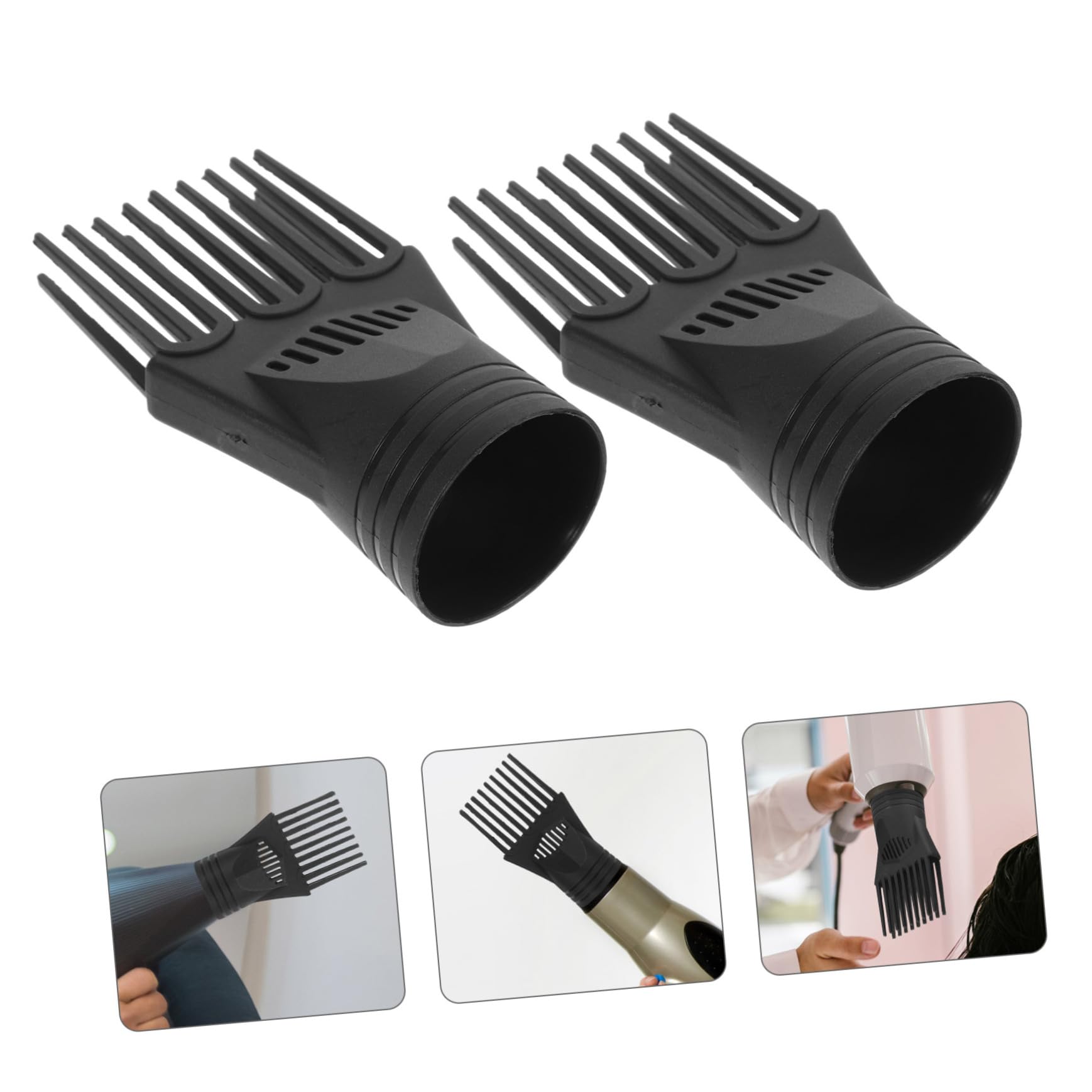 Healeved Lot de 2 sabots de sèche-cheveux compatibles avec la plupart des modèles de sèche-cheveux - Buse d'air pour une répartition uniforme de la chaleur et un séchage rapide pour des cheveux lisses