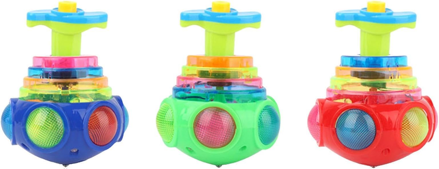 2PCS LED spin Top Toys, Easter Peg Top Light up Music Spin Toys for Kids 1-3, Random Color Light up Music Spinner Toy for Kids Birthday Gift
