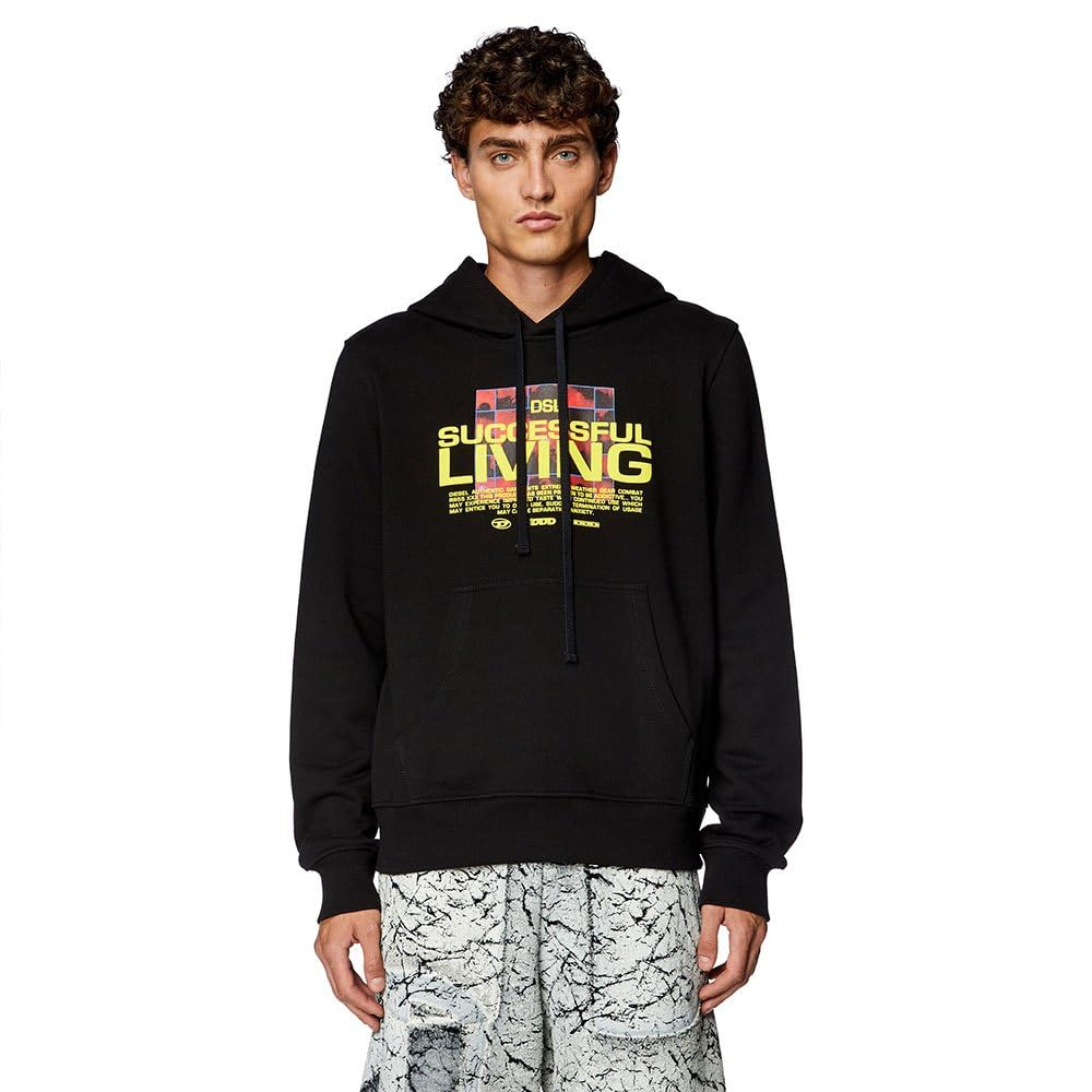 Diesel Men's 9XX-0Ieax Diesel_s-Ginn-Hood-N1 Felpa_sweatshirt_black_xl
