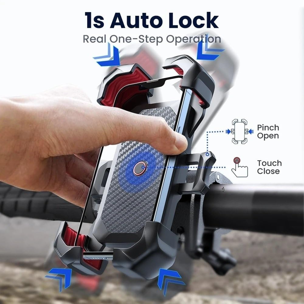 Support Navigateur Moto pour 4.7-7 Pouces Support Téléphone Portable Antichoc GPS Pince 360 ​​° Vue Universel Vélo(Upgrade)