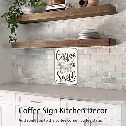 Miniatura 5 de Letrero de lata de café  Divertidos letreros de metal para decoración del hogar, cocina, cafetería, bar, granja, oficina, 8 x 12 pulgadas,