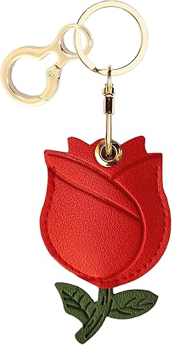 Funda de Llavero de Cuero Compatible con AirTag, Linda Cubierta de Etiqueta de Aire con Anillo de Llavero, Estuche para Rastreador GPS para Llaves