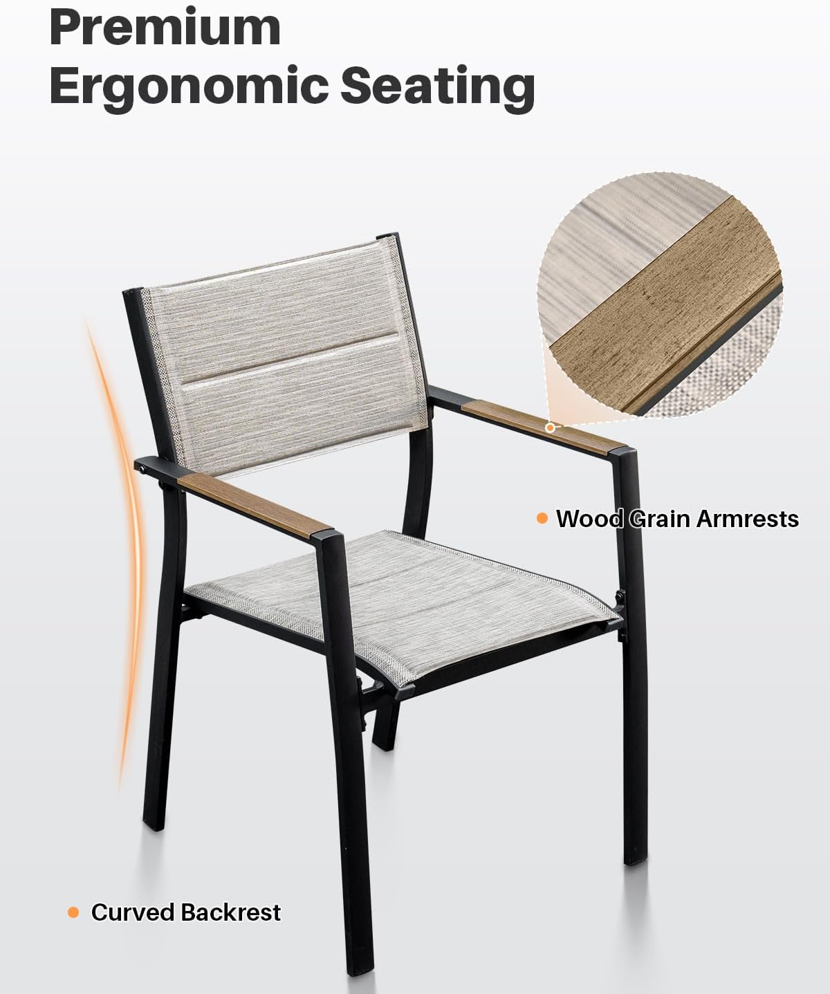 9-Piece Expandable Patio Dining Set, 8 Stackable Double-Layer Textilene Chairs and 63''-83'' Expandable Patio Dining Table, Never-Rust Aluminum Outdoor Dining Table Set for Deck, Indoor, Teak