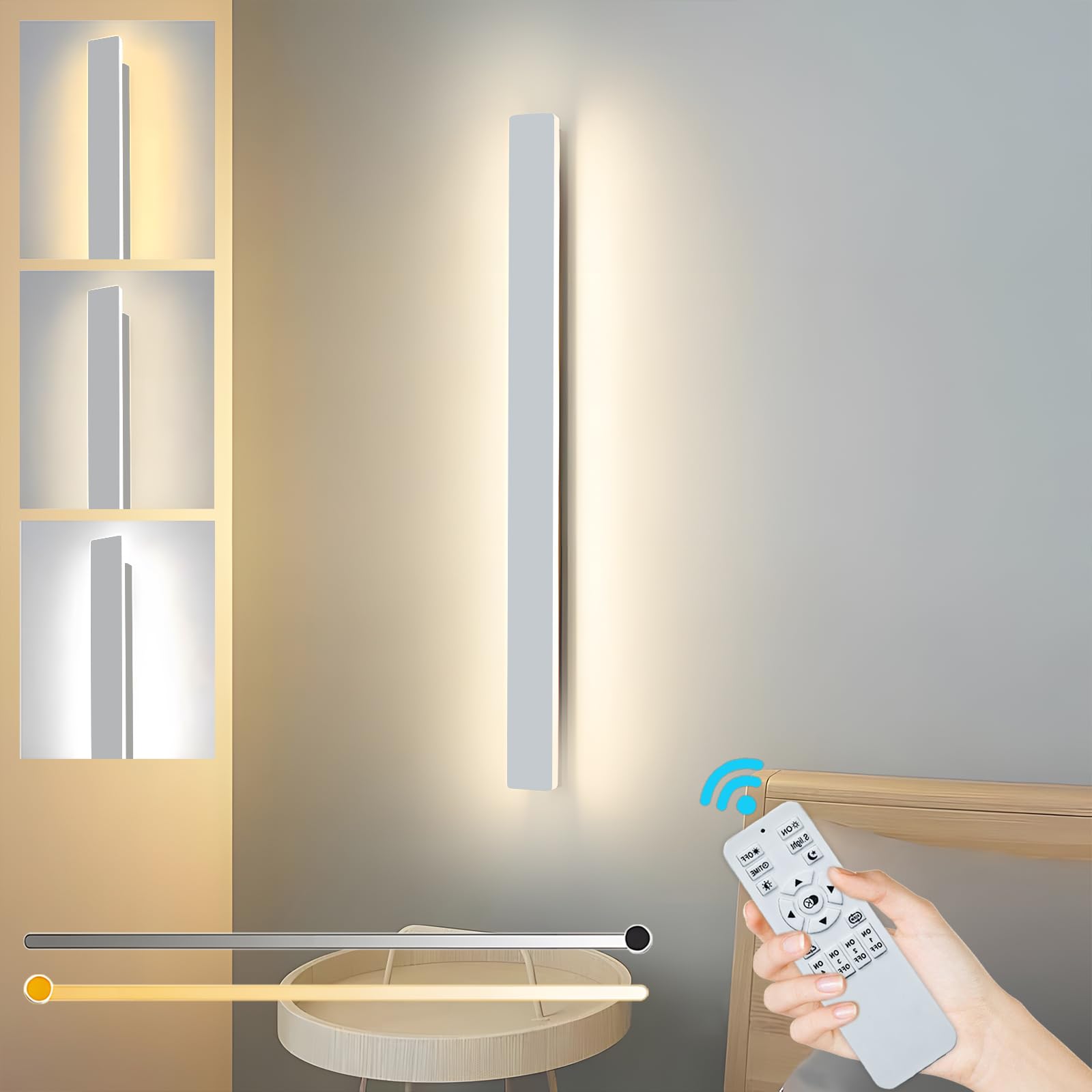 ZTWLEED LED Wandleuchte Innen Wandlampe Innen Moderne Drei Farbtemperaturen 3000K/4000K/6000K Wandbeleuchtung für Schlafzimmer Wohnzimmer Korridor Treppenhaus 110-240V