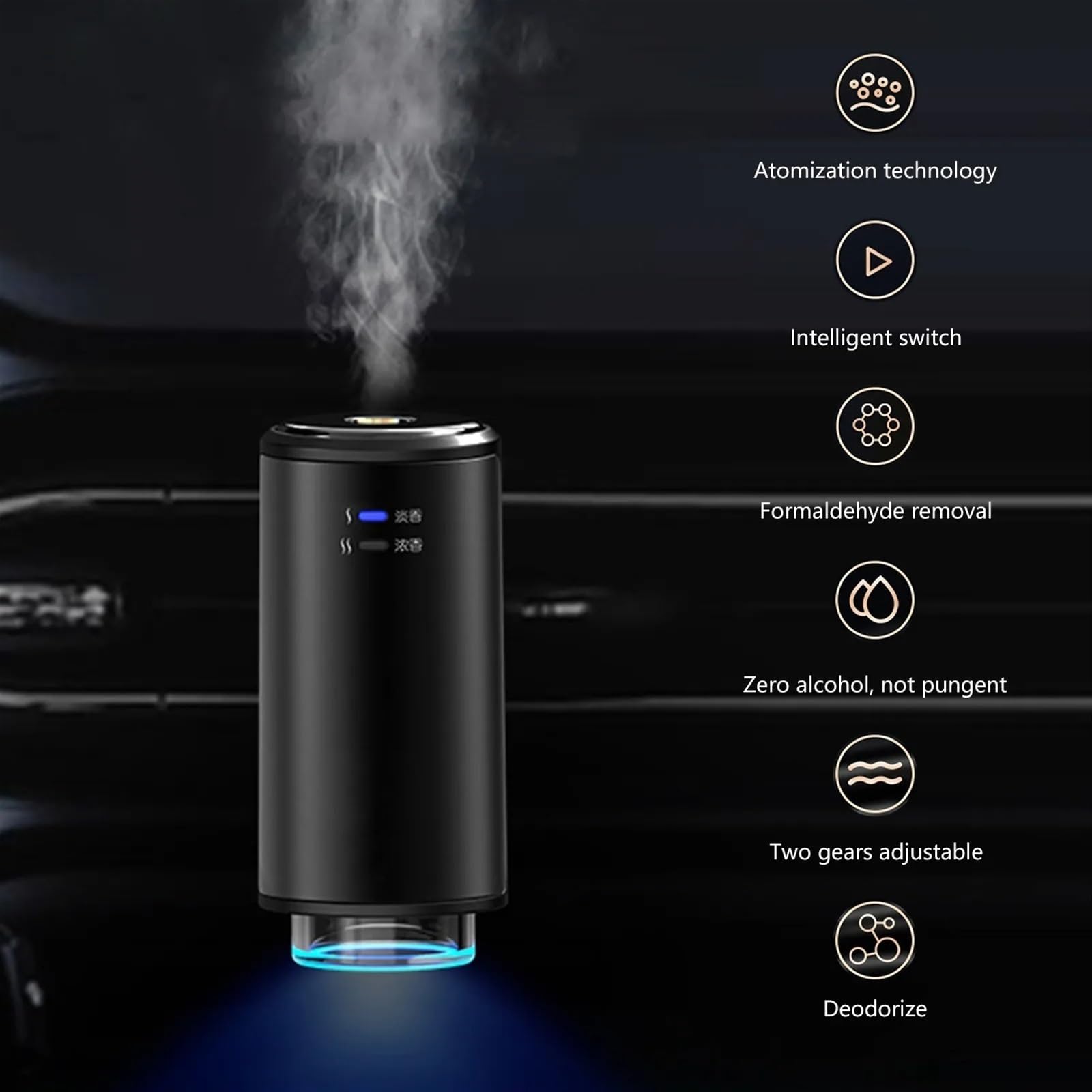Samochodowy elektryczny dyfuzor powietrza Aroma nawiew samochodowy nawilżacz aromaterapia mgła olej z ziaren drewna automatyczny odświeżacz powietrza zapach perfum (Size : 1 set Blue)