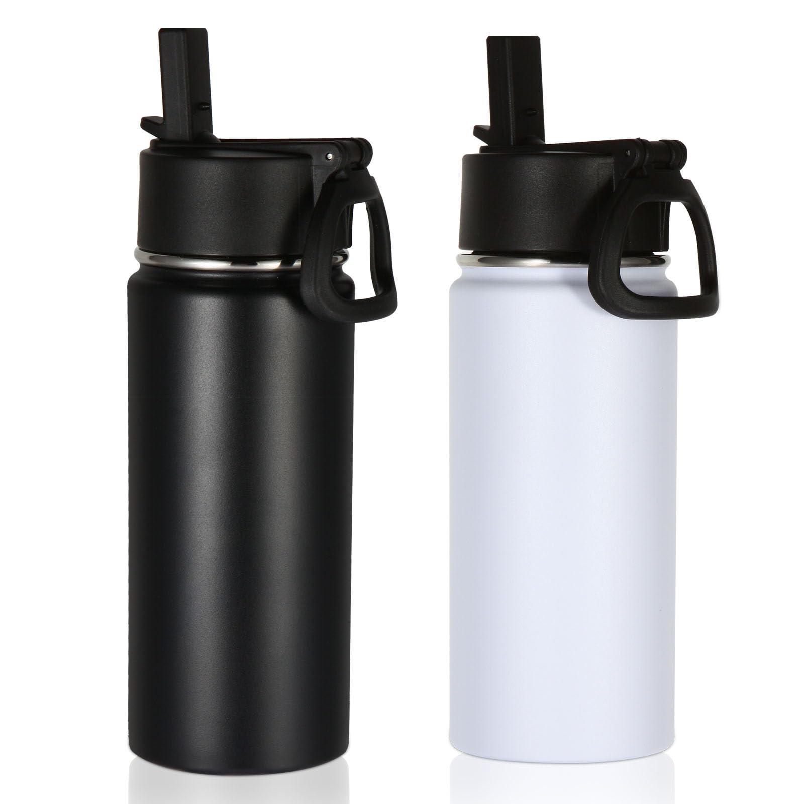 Volhoply 480ml Kids Water Bottle Bulk 2 Pack,Insulated Sports Bottles with Straw Lid,Stainless Steel Bottle with Handle Keep Cold & Hot,Double Wall Vacuum Flask for School,Girls(Mix,Set of 2)