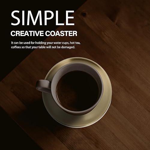 Miniatura 3 de HEMOTON Posavasos de latón, posavasos para mesa de café para bebidas, vivos para bebidas calientes o frías, gruesos, antideslizantes,