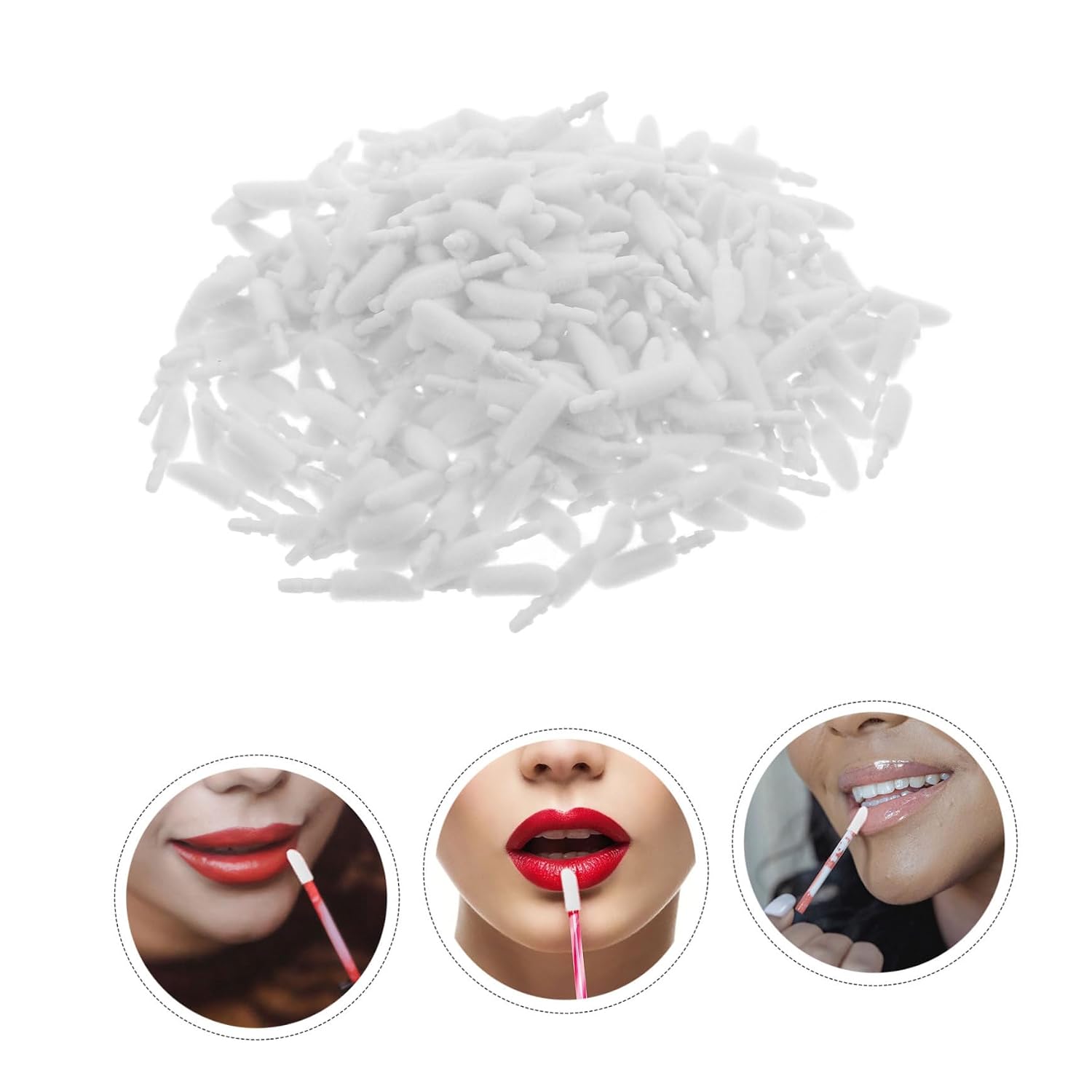 300pcs Lip Brush Lipstick Replacement Heads Flocking for Girls Professional Family Makeup