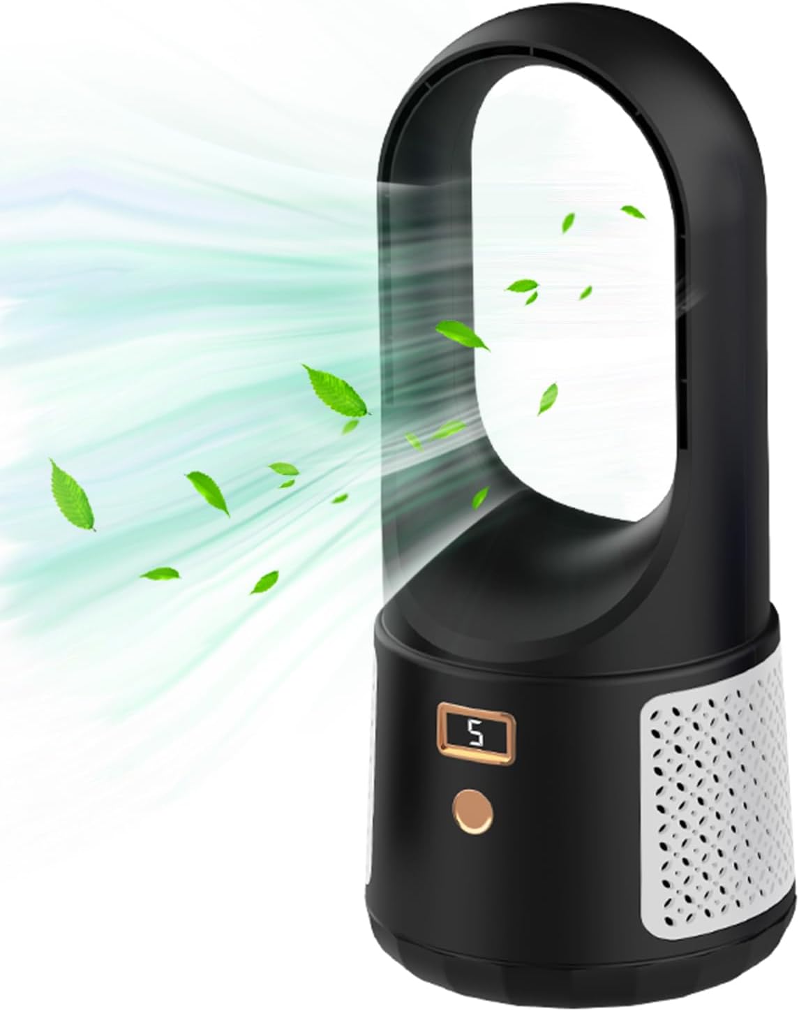 Bladeless Desk Fan, 6 Speed Rechargeable Tower Fan 13 Inch