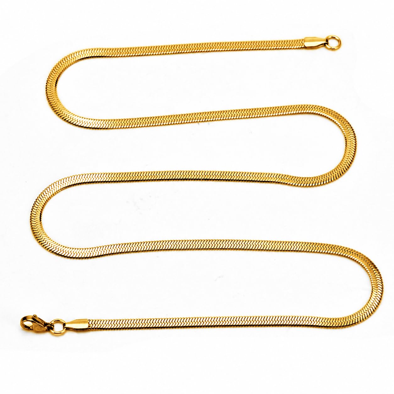 2mm Snake Chain Gold Plated Necklace Herringbone Necklace for Men & Women, 20 Inch Flat Chain, Anti Tarnish Stainless Steel, Unisex Minimalist Jewelry for Daily Wear, Gift for Him & Her-image-19