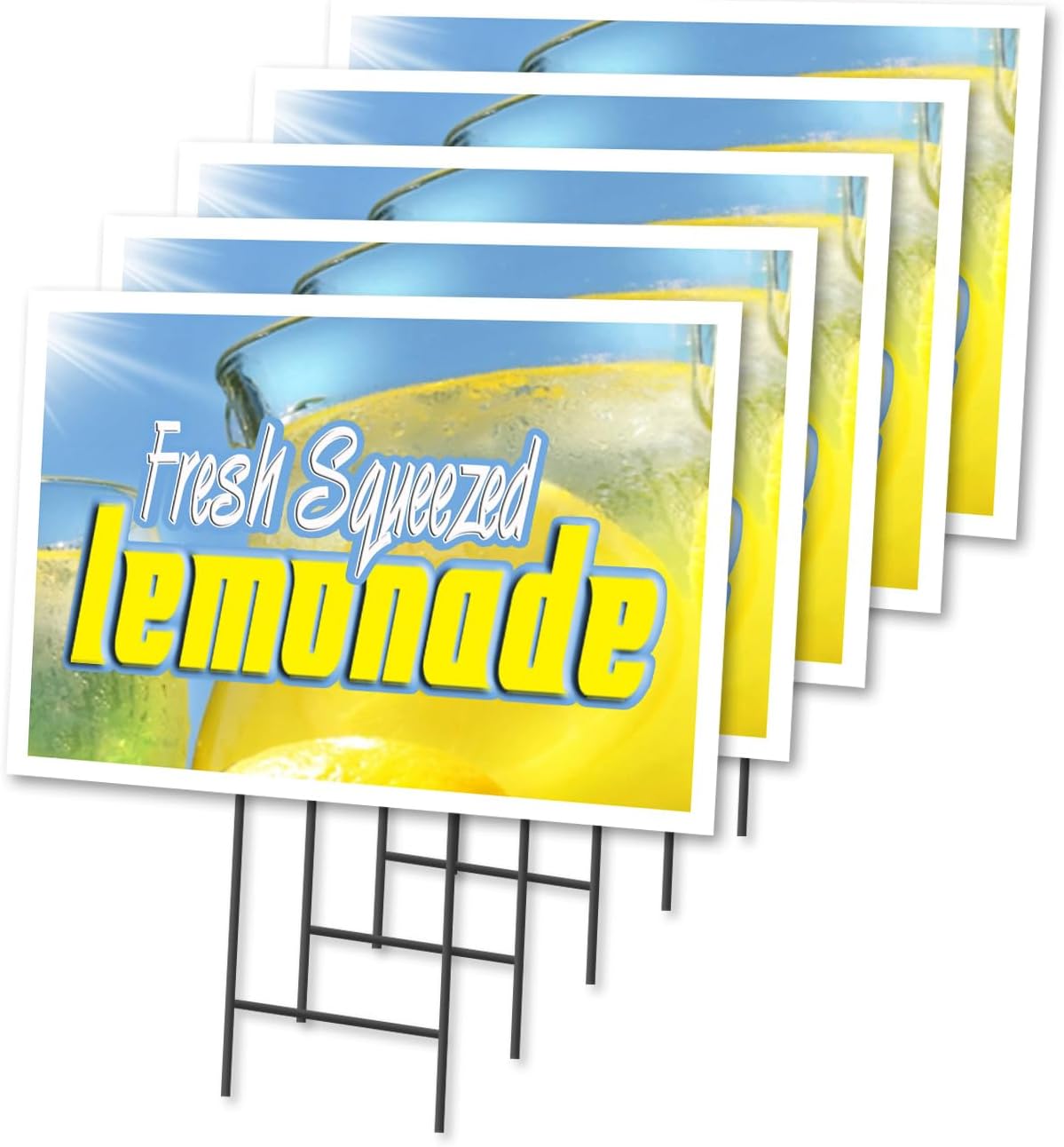 Lemonade 12"x16" Yard Sign & Stake | Advertise Your Business | Stake Included Double Sided Image | Made in The USA