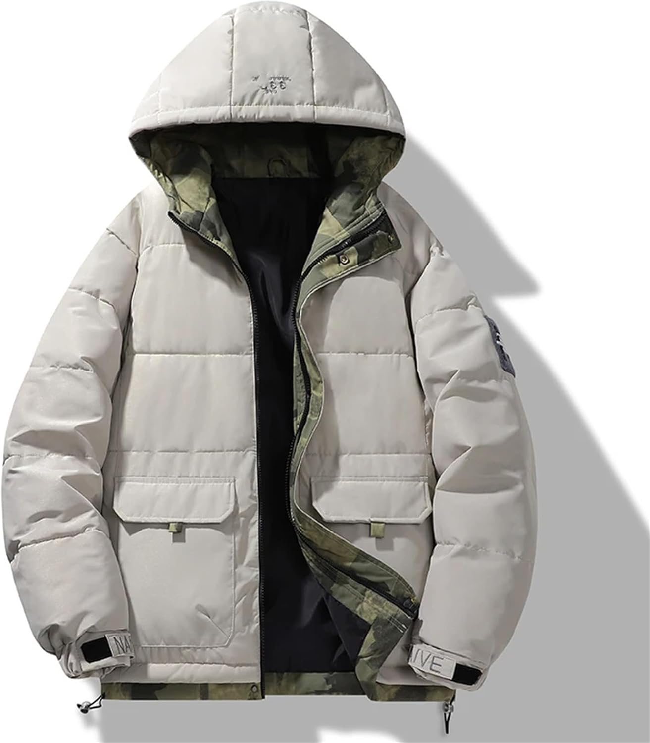 Men’s Thick Warm Puffer Jacket Hooded Winter Coat Windproof Outdoor Parka Casual Everyday Wear