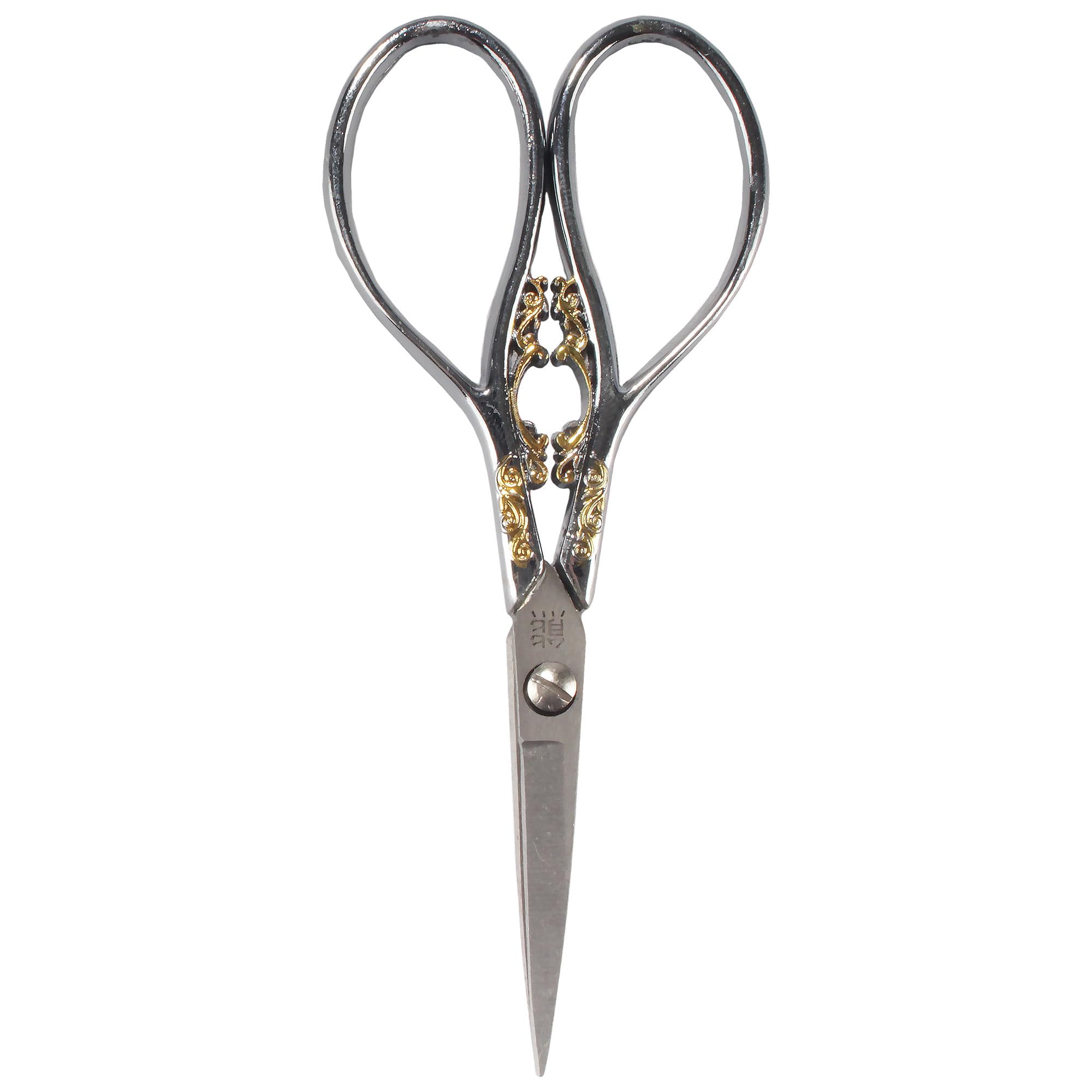 Antique Style Heirloom Craft Embroidery Scissors w/ Decorative Cast Handles Classic Scrollwork Motif - Silver - BambooMN