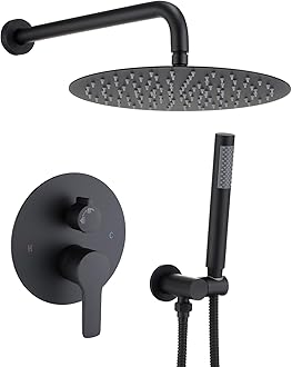 12 Inch Round Matte Black Dual Function Shower System
