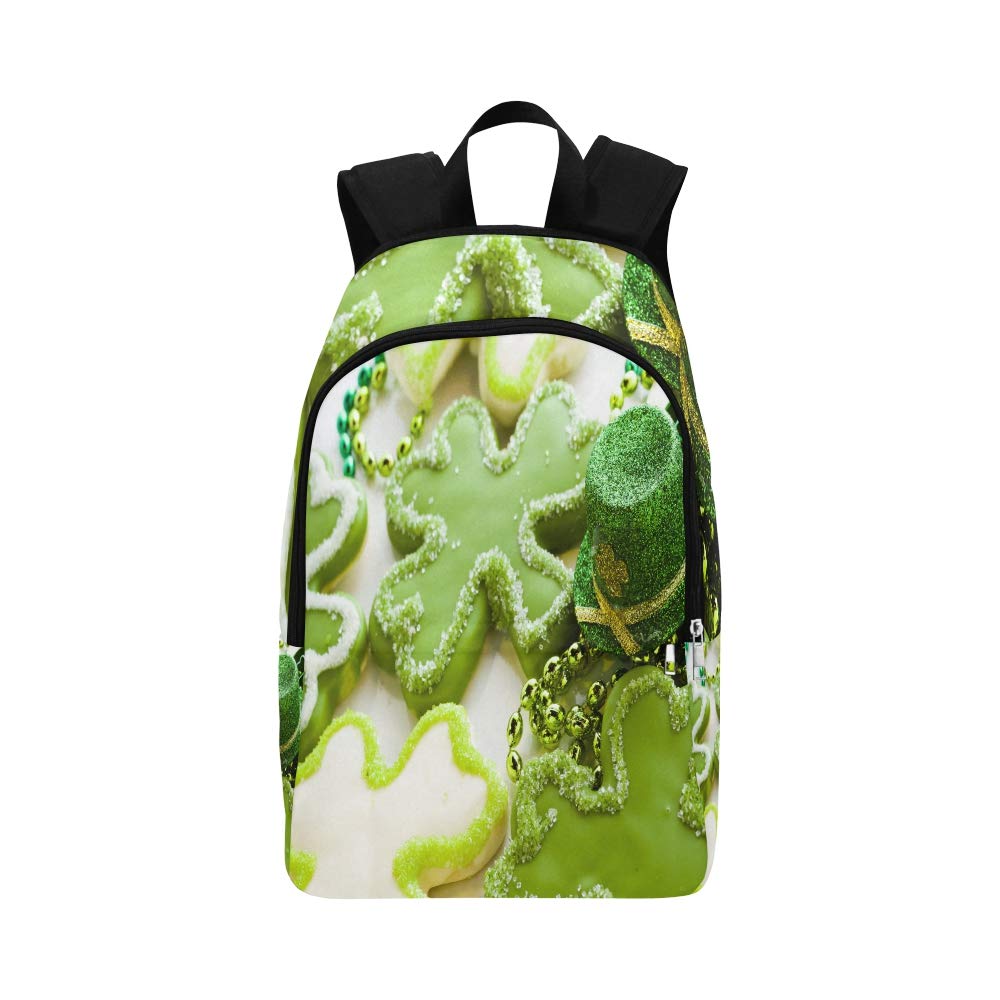 WIEDLKL Cookies in Shape of Four Clover Leaf for St Patrics Day Casual Daypack Travel Bag College School Backpack for Mens and Women