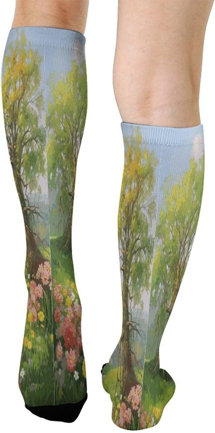 Spring Landscape Socks Hiking Boot Socks Casual Knee High Sock Cozy Outdoor Sport Socks for Women Men