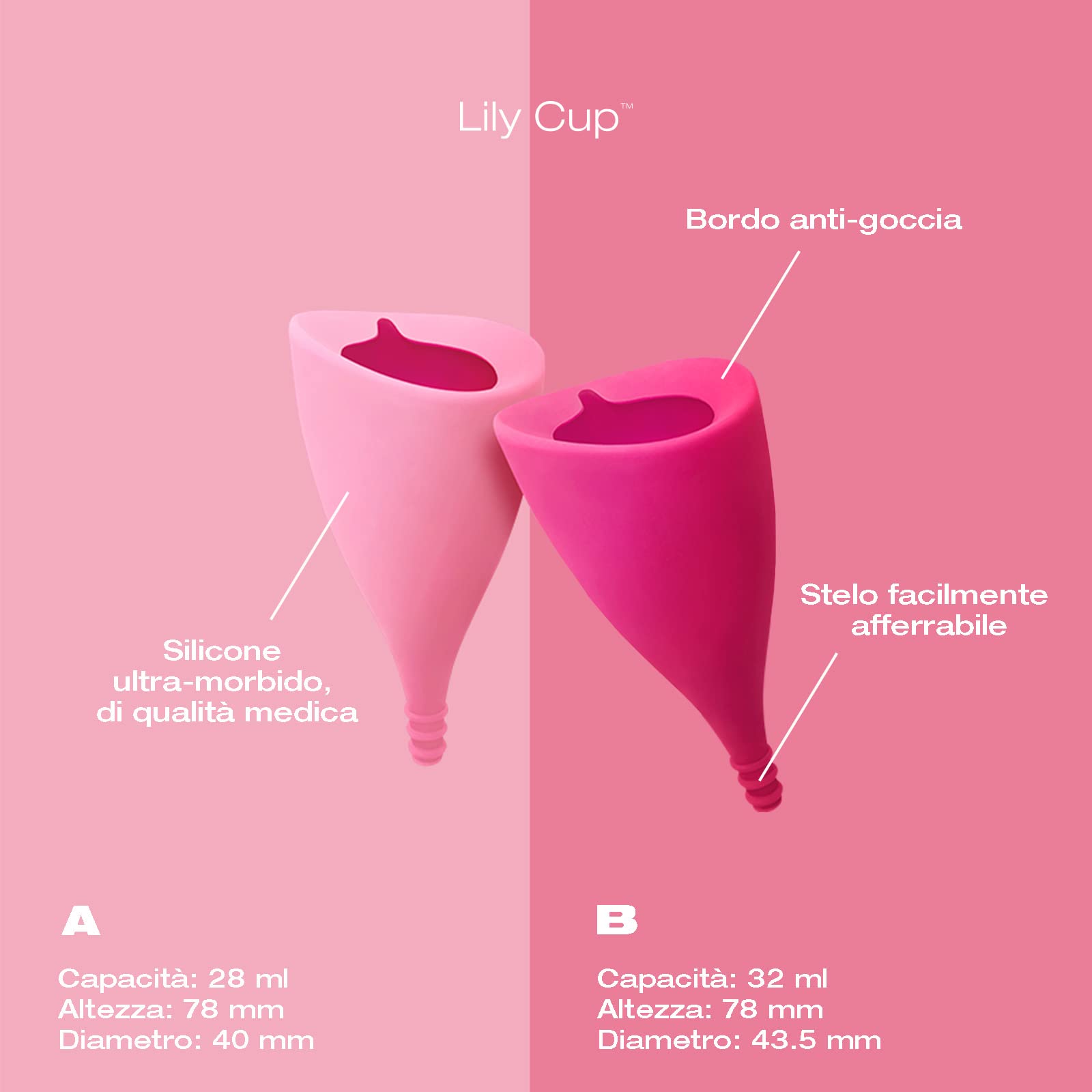 Intimina Lily Cup Size A: Coppetta Mestruale Sottile, Menstrual Cup Utilizzabile per un Massimo di 8 ore, Coppa Mestruale per Raccogliere il Flusso, Coppetta Mestruale Morbida
