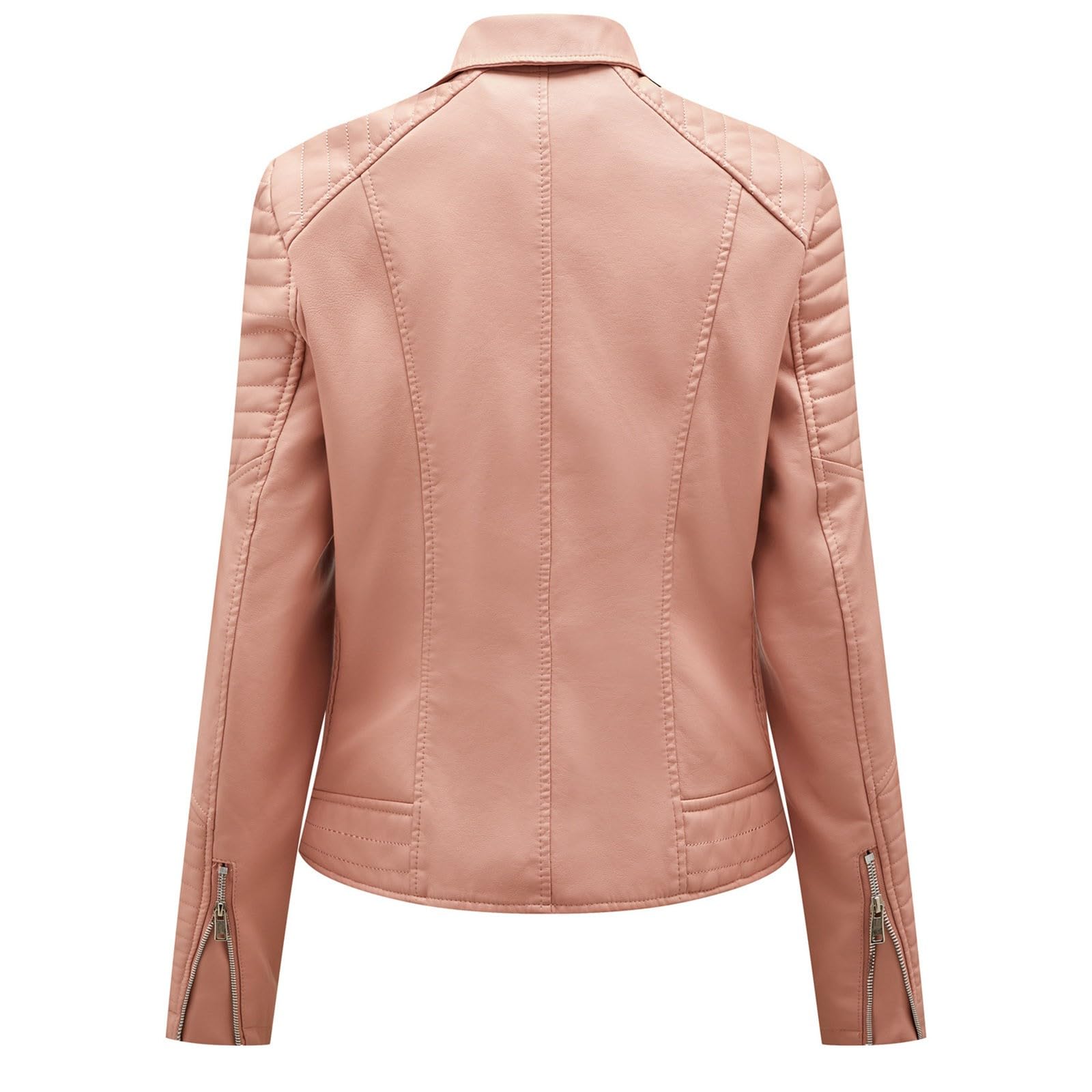Bikerjacke Damen mit Reißverschluss - Kunstlederjacke Damen Reverskragen dünne Jacke Frühling Winter Motorradjacke Punk Motorradjacke Rock Pilotenjacke