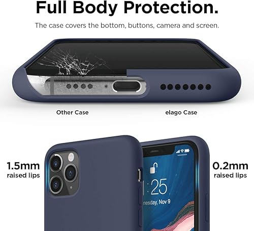 Miniatura 5 de elago Compatible con iPhone 11 Pro Max, funda de silicona líquida, funda protectora de cuerpo completo, forro de microfibra suave antiarañazos, 6.5