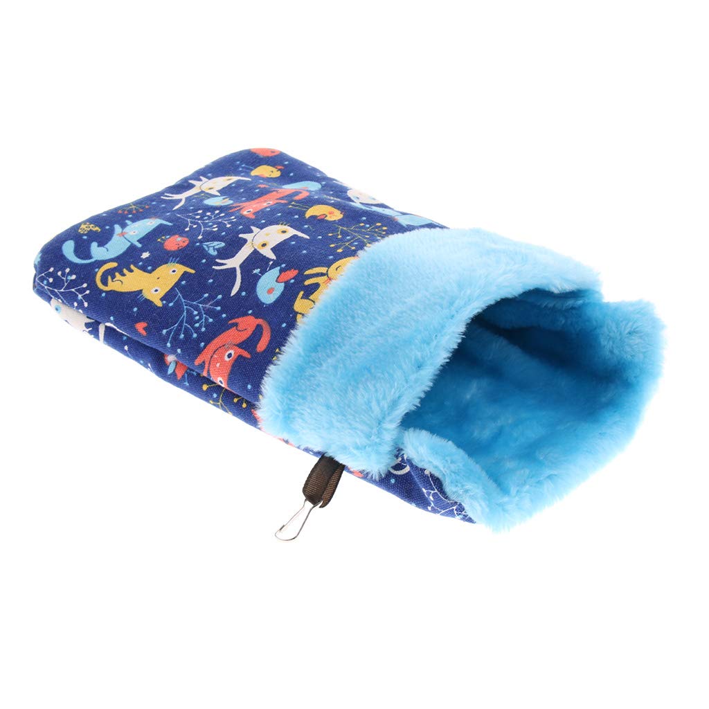 perfk Winter Hängematte Hängender Schlafsack Kuschelsack für Hamster Meerschweinchen Ratte Chinchilla Frettchen, Katze Blau