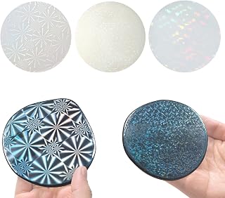全息图模具 全息图 激光 零件 配件 3件套 镜面加工 彩虹色的光 彩虹灯 DIY 手工制作 装饰材料 UV树脂 环氧树脂 可重复使用 (圆形)