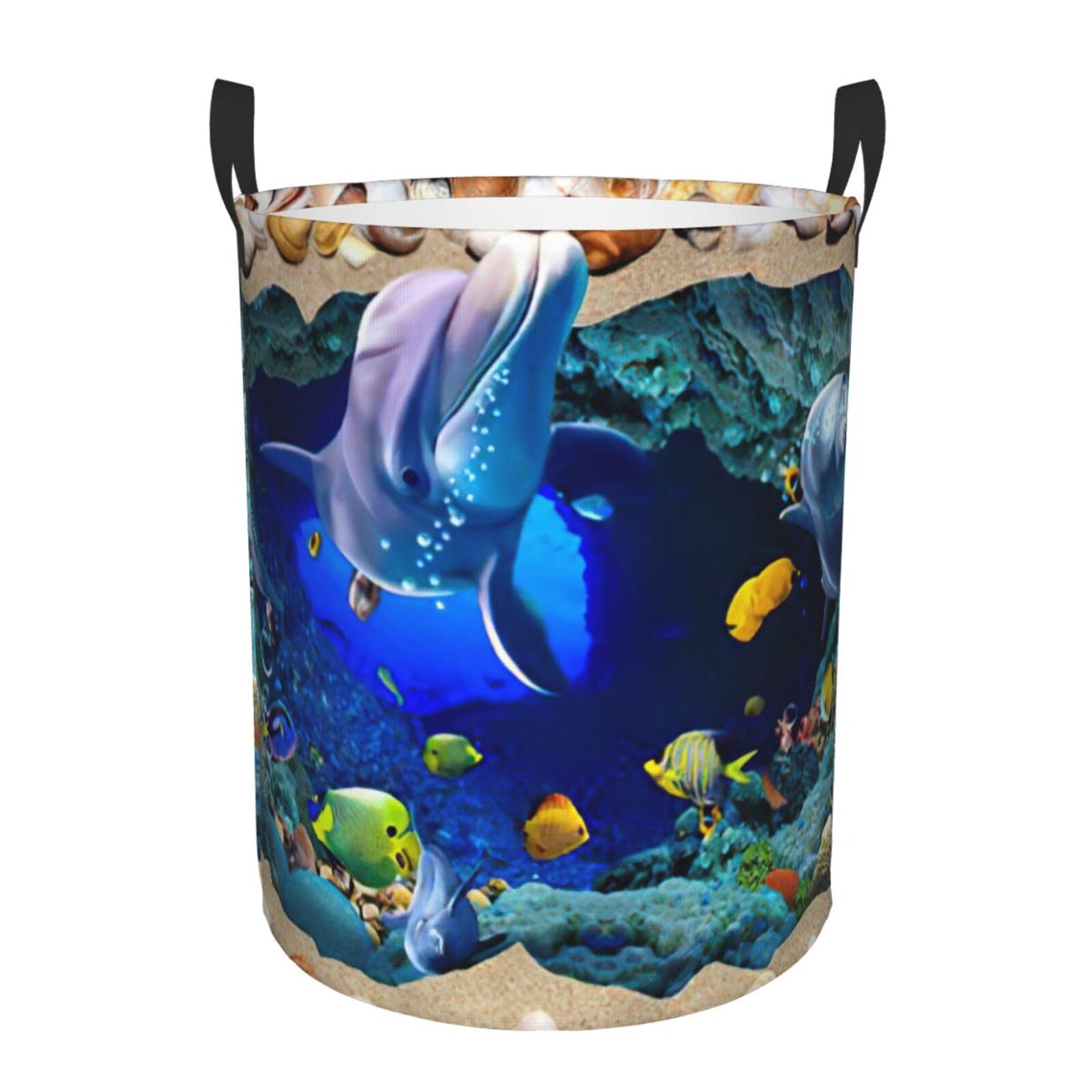 Panier à linge sale dauphin 3D pour ranger les jouets et vêtements