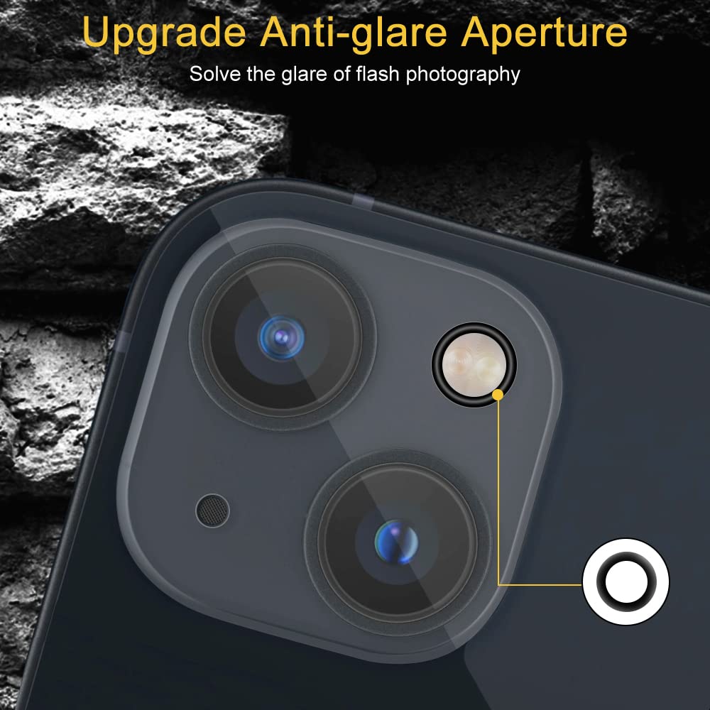 Niboow [2 Pezzi Pellicola Protettiva Fotocamera Compatibile con iPhone 13/13 Mini, HD Vetro Temperato Protezioni per Obiettivi, Lega Alluminio Obiettivo Posteriore Cover per iPhone 13/13 Mini-Verde