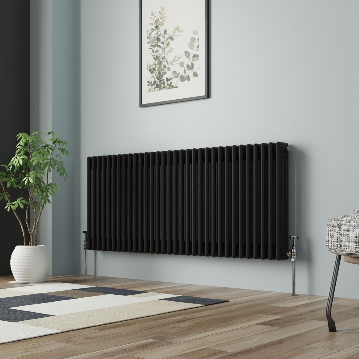 Nrg Black Column Radiator 600X1462mm Triple Cast Iron Rads