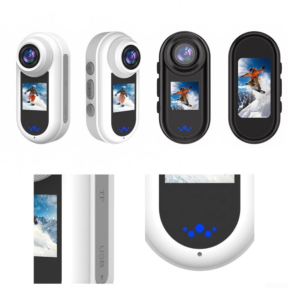 Action Camera 2K Dual Screen WiFi Magnetica Ventosa Grandangolare Sport Cam per Ciclismo Casco Mount 140 Gradi View Design Compatto (Bianco)