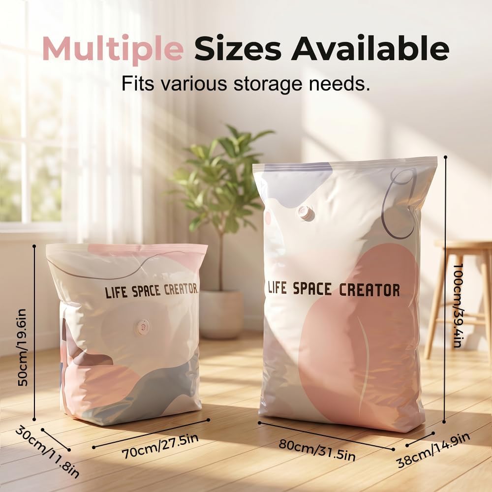 No‑Pump Vacuum Storage Bags, 2026 Neu Vakuumbeutel für Kleidung 3D-Vakuum-Aufbewahrungsbeutel Ohne Pumpe, Vakuumbeutel für Bettwäsche Bettdecken Kleidung Reise (8, L（100 x 80 x 30 cm）)