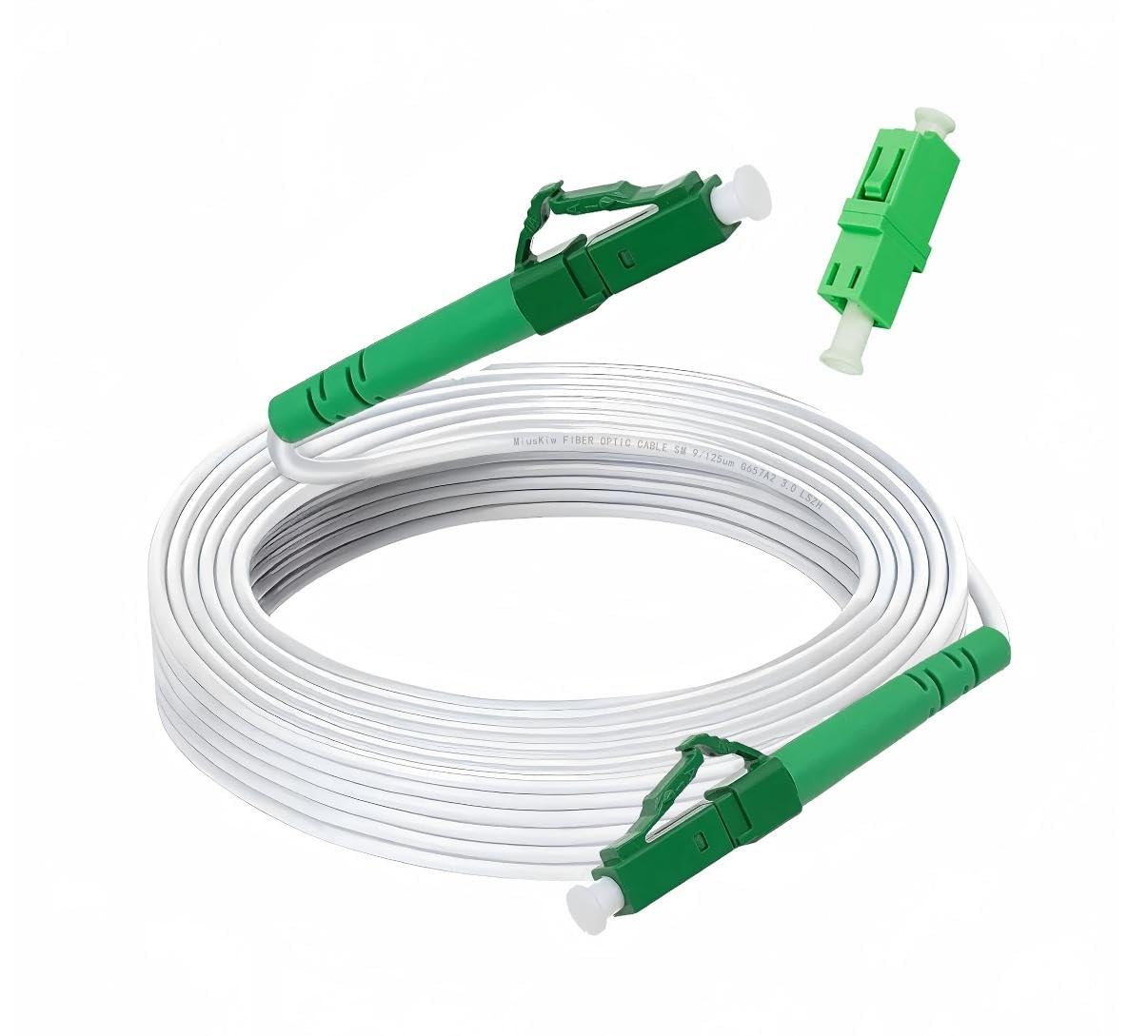 MiusKiw Glasfaserkabel LC/APC auf LC/APC für Telekom, Deutsche Glasfaser, Vodafone, 1&1, M-net,FRITZ! etc. Glasfaser Verlängerungskabel mit einem kostenlosen Adapter, Glasfaserkabel verlängerung (3m)