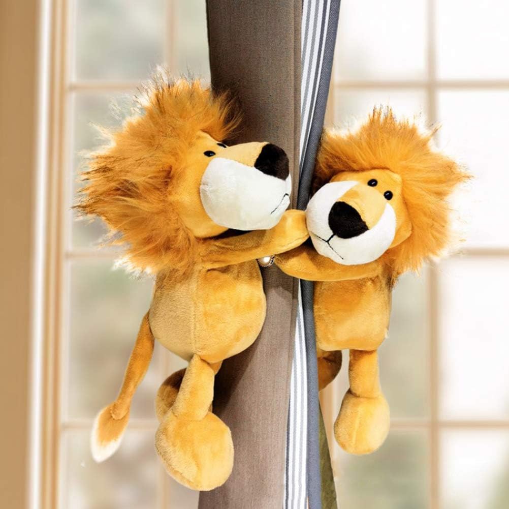 1 Pair Cute Curtain Tieback Animal Tieback Buckle Hook Fastener Cartoon Lion Window Curtain Hook Curtain Holdbacks for Living Room Bedroom Curtain Mosquito Net (Lion)