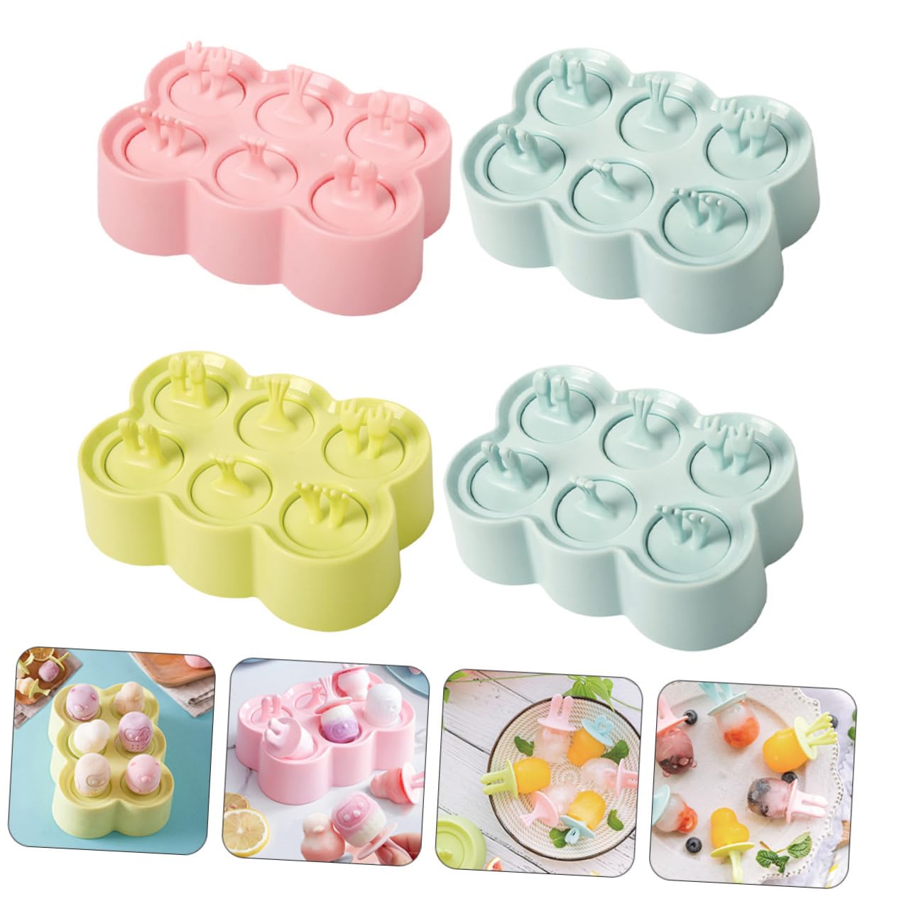 Moule à Glace en Silicone 4 Pièces Animaux 3d Réutilisable