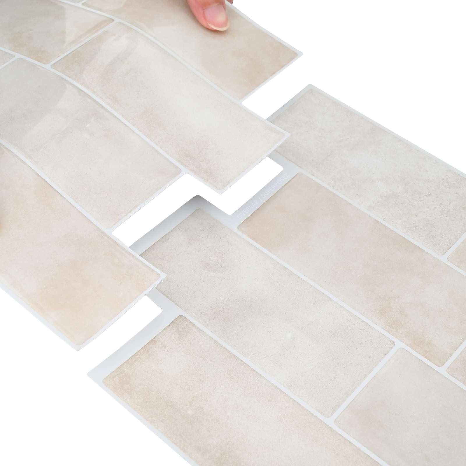 Azulejos de metro 50 piezas de mármol beige 29 x 21 cm autoadhesivo para decoración de pared interior creativo DIY diseño duradero e impermeable ideal para cocina, baño, pared trasera acento