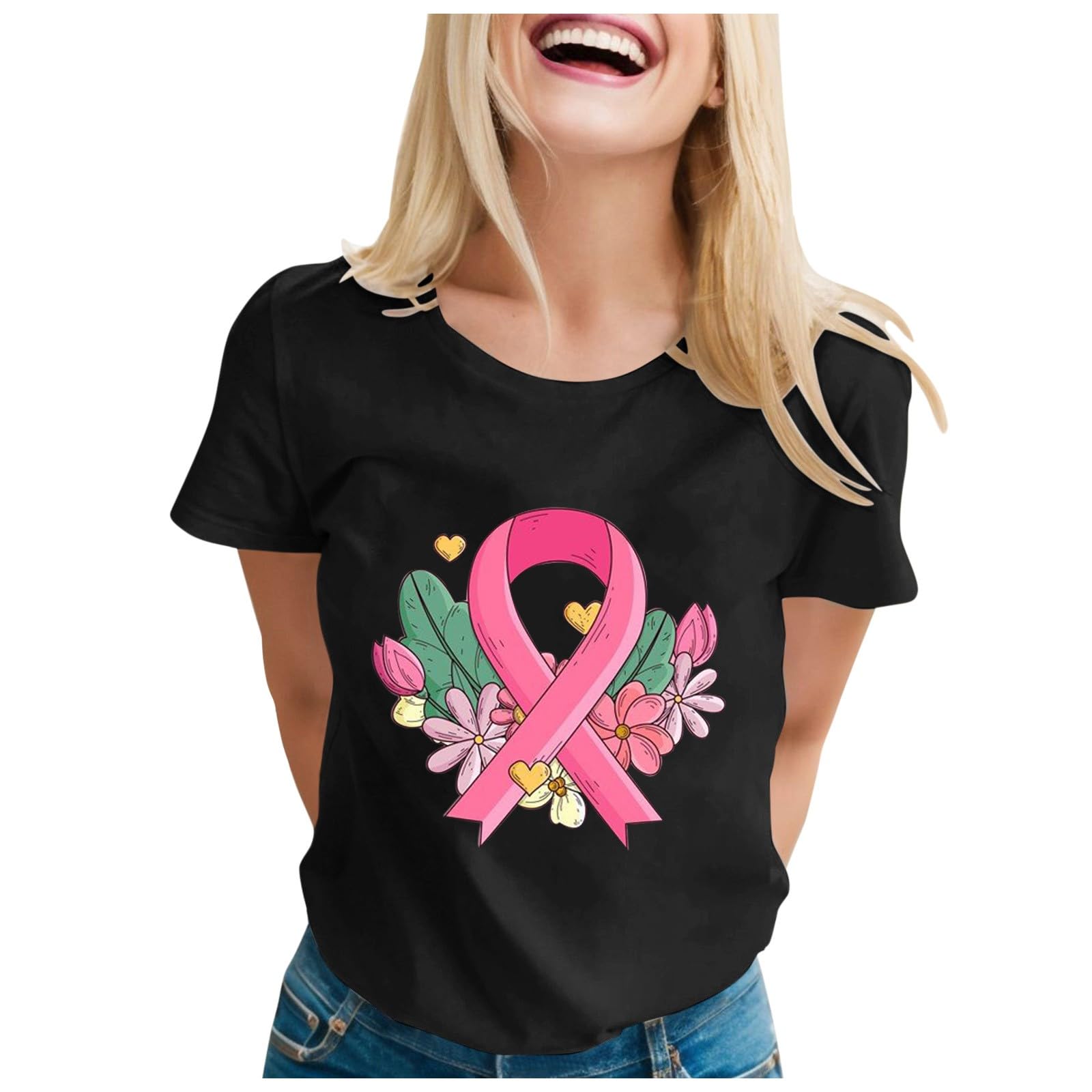 Cokbyavla Breast Cancer Awareness Pink Ribbon T-Shirt for Women,Cancer Survivor Outfit Shirt Spread The Hope Find The Cure Fight Cancers Shirt Pink Cancer Shirt Breast Cancer Awareness Scrub T