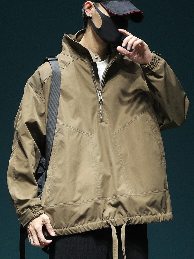 Japanese Jacket for Men, Loose Large Size Windbreaker, Autumn Top