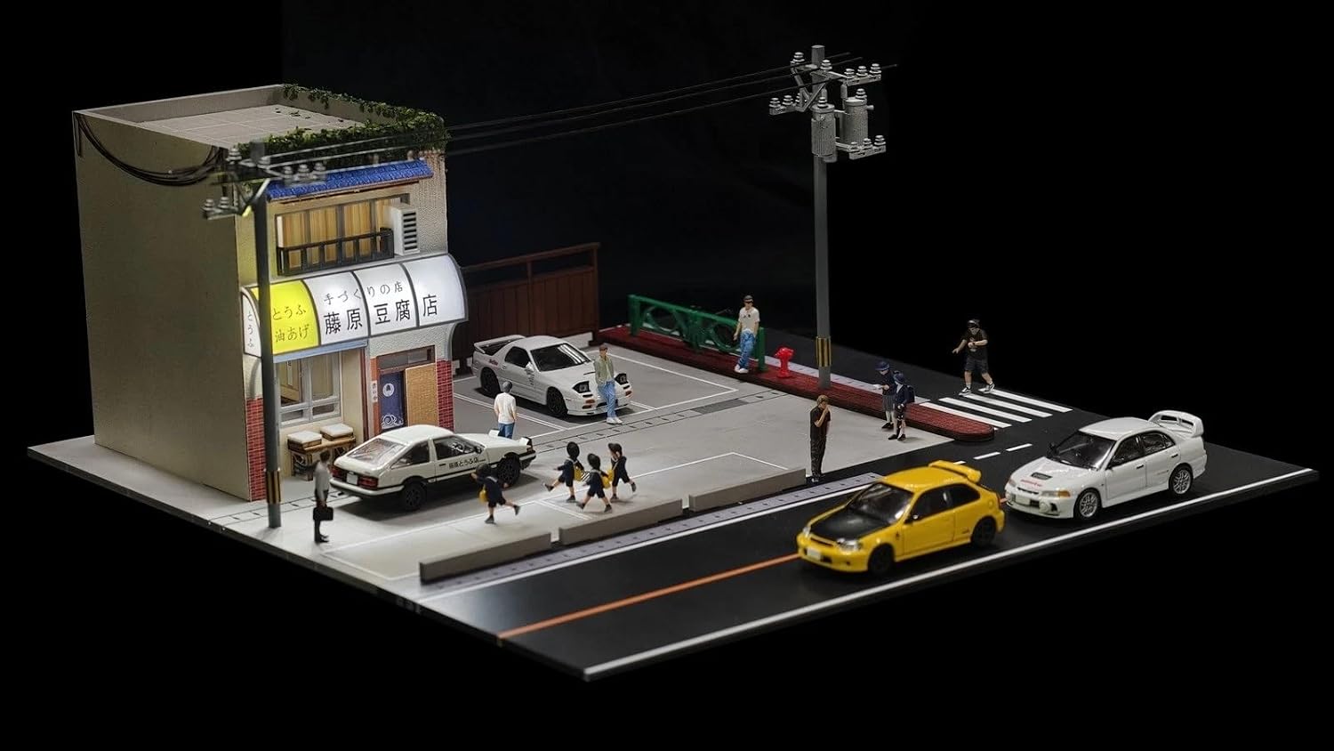 American Diorama x G Fans ToFu Shop Diorama Display with 2 Metal Figures Ramdoly Insert (Blind Box Style), 1:64 Scale Model (Assembly Required)
