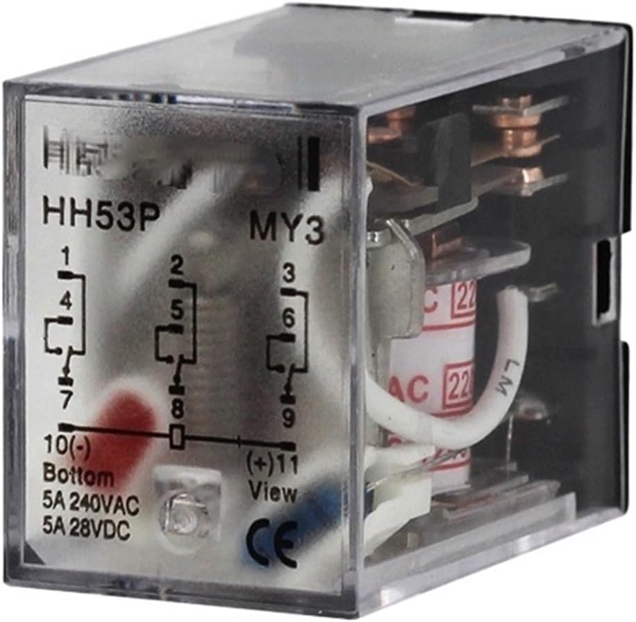 Electromagnetic Coil Universal DPDT Power Relay HH62P HH63PHH64P 12V24V220V Miniature Contactor and Base for Circuit Suction(DC,A Whole Set_HH54P_12V)