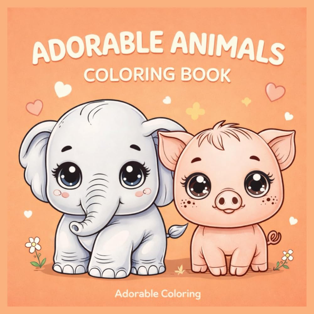 Adorable Animals Coloring Book for Kids: Simple and Fun Big Pictures for Toddlers and Children Ages 3–7