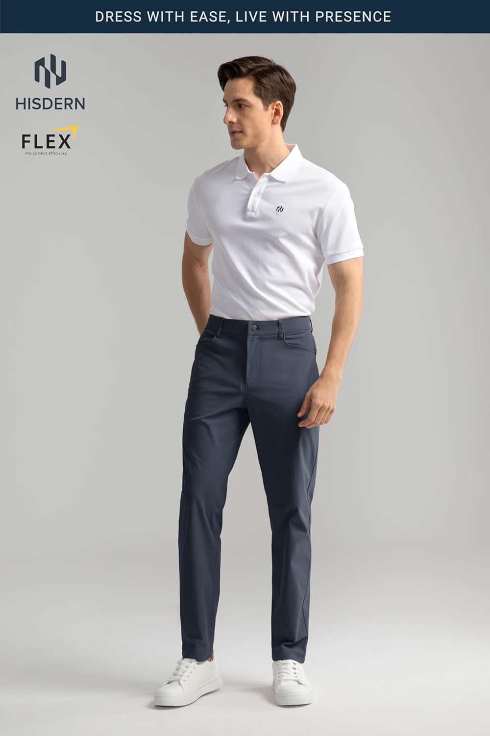 HISDERN Flex 503 Men's Slim Fit 5-Pockets Golf Pants 30"/32"/34" Stretch Quick Dry for Business Casual - Image 6