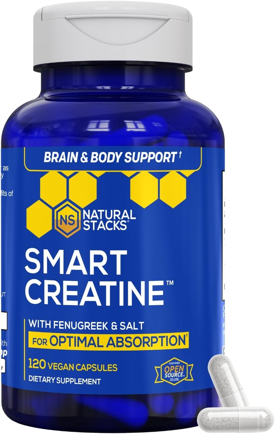 Creatine Monohydrate – 2500mg Creatine Pills – 450mg Fenugreek Extract & 250mg Himalayan Pink Salt – Supports Brain Health, Endurance & Muscle Building – Advanced Absorption Formula – 120 Capsules