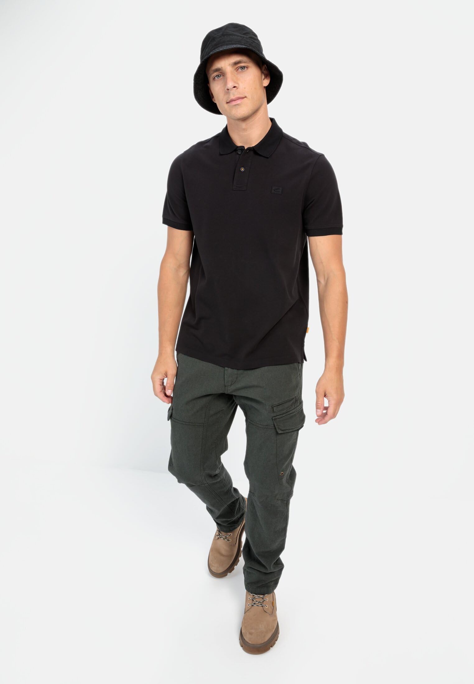 camel active Męska koszulka polo z krótkim rękawem, krój regular fit, z czystej bawełny, czarny, XL