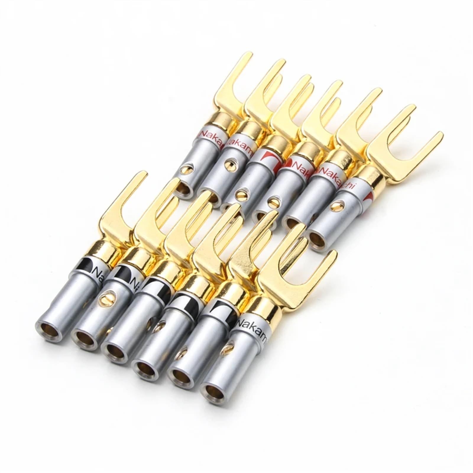 Jeu de fiches Banane plaquées Or en Forme de Y/U, connecteur de Fil de câble, Fourchette, Haut-Parleur, Adaptateur de fiche Banane, bornes, 8/12 pièces(8pcs)
