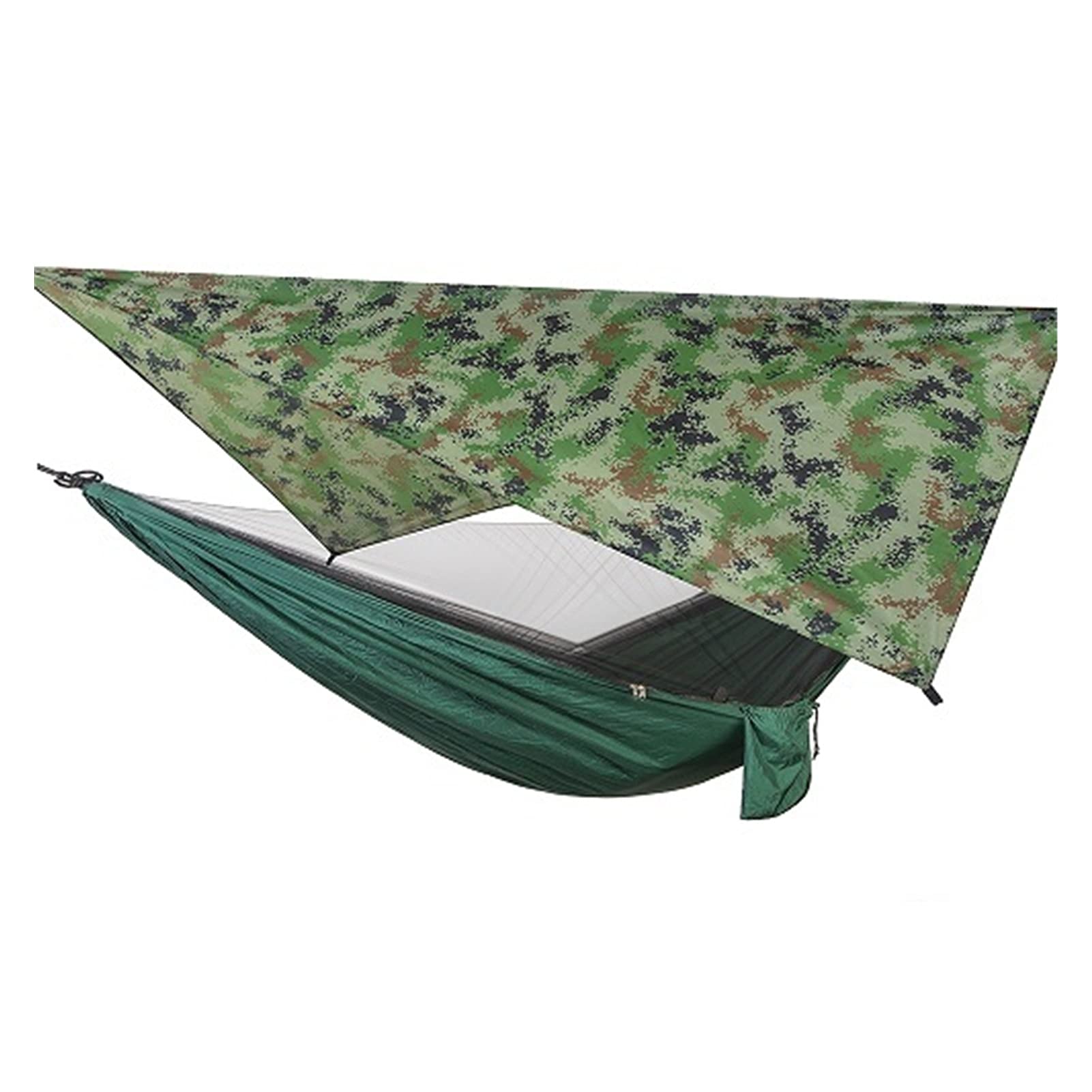 Hamaca portátil de camping con mosquitera, lona resistente al viento, material Oxford 400D ligero, ideal para senderismo al aire libre y aventuras de mochilero