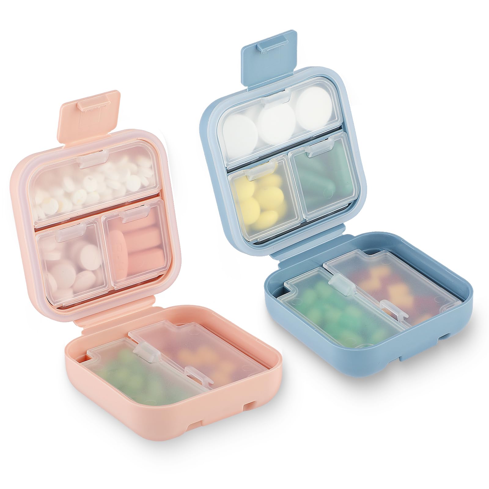 FYY Daily Pill Organizer,2 Pcs 7 Compartments Portable Pill Case Travel,Folding Design Pill Box For Purse Pocket To Hold Vitamins,Cod Liver - View #3