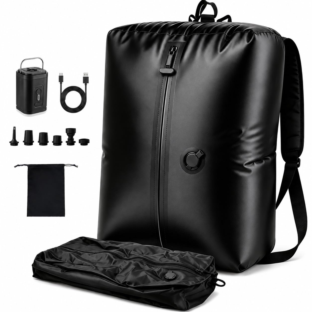 Travel Vacuum Bags with Pump - Wireless Vacuum Bags for Travel Wireless Electric Air Pump with 6 Nozzles Waterproof Reusable 210D Polyester TPU Space Saver Suitcase Travel Accessories
