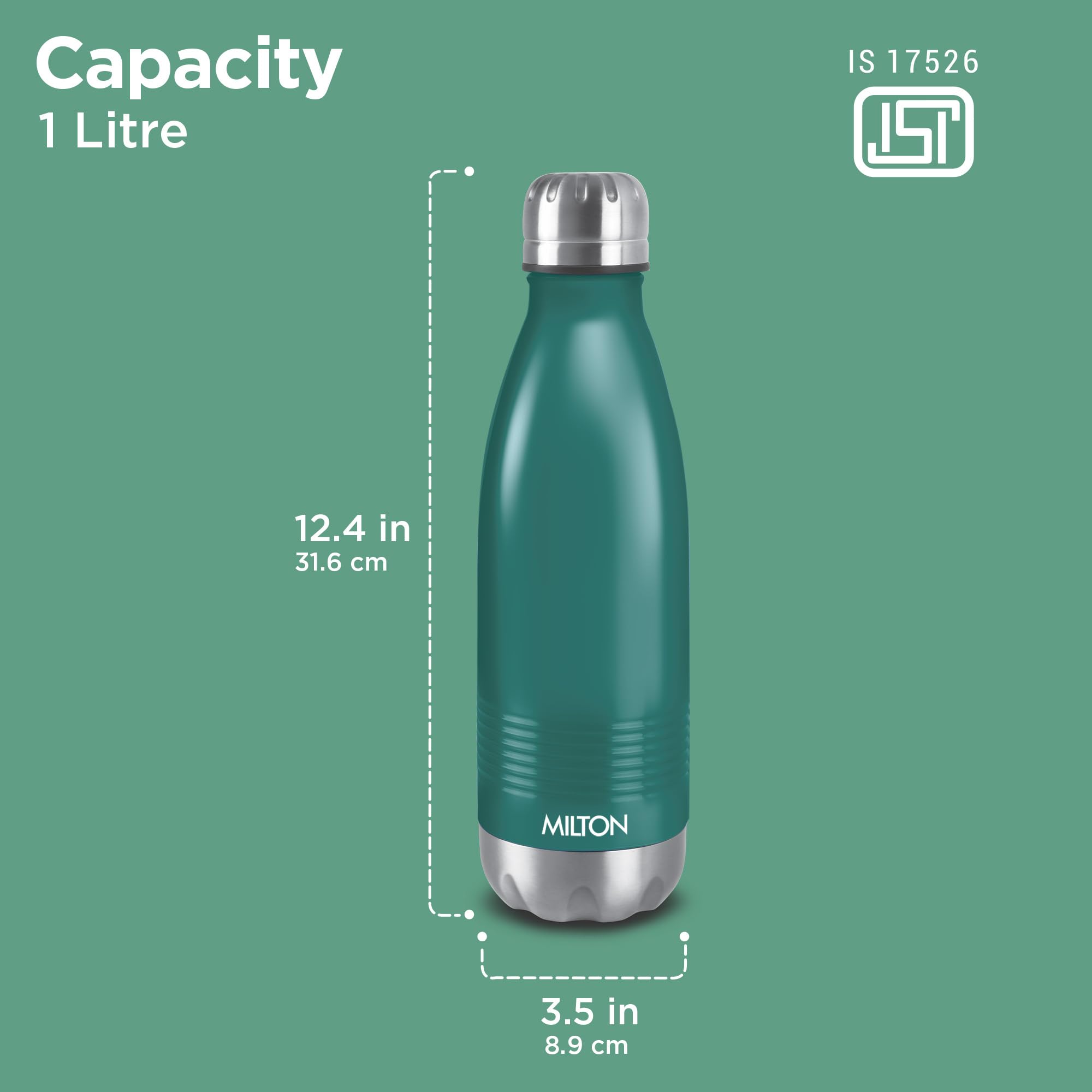 Milton Duo DLX 1000 Thermosteel Bottle, 1000 ml Water Bottles, 24 Hours Hot and Cold, Easy to Carry, Easy Grip, Rust Proof, Tea, Coffee, Office, Travel Bottle, Matt Green — Amazon image 7