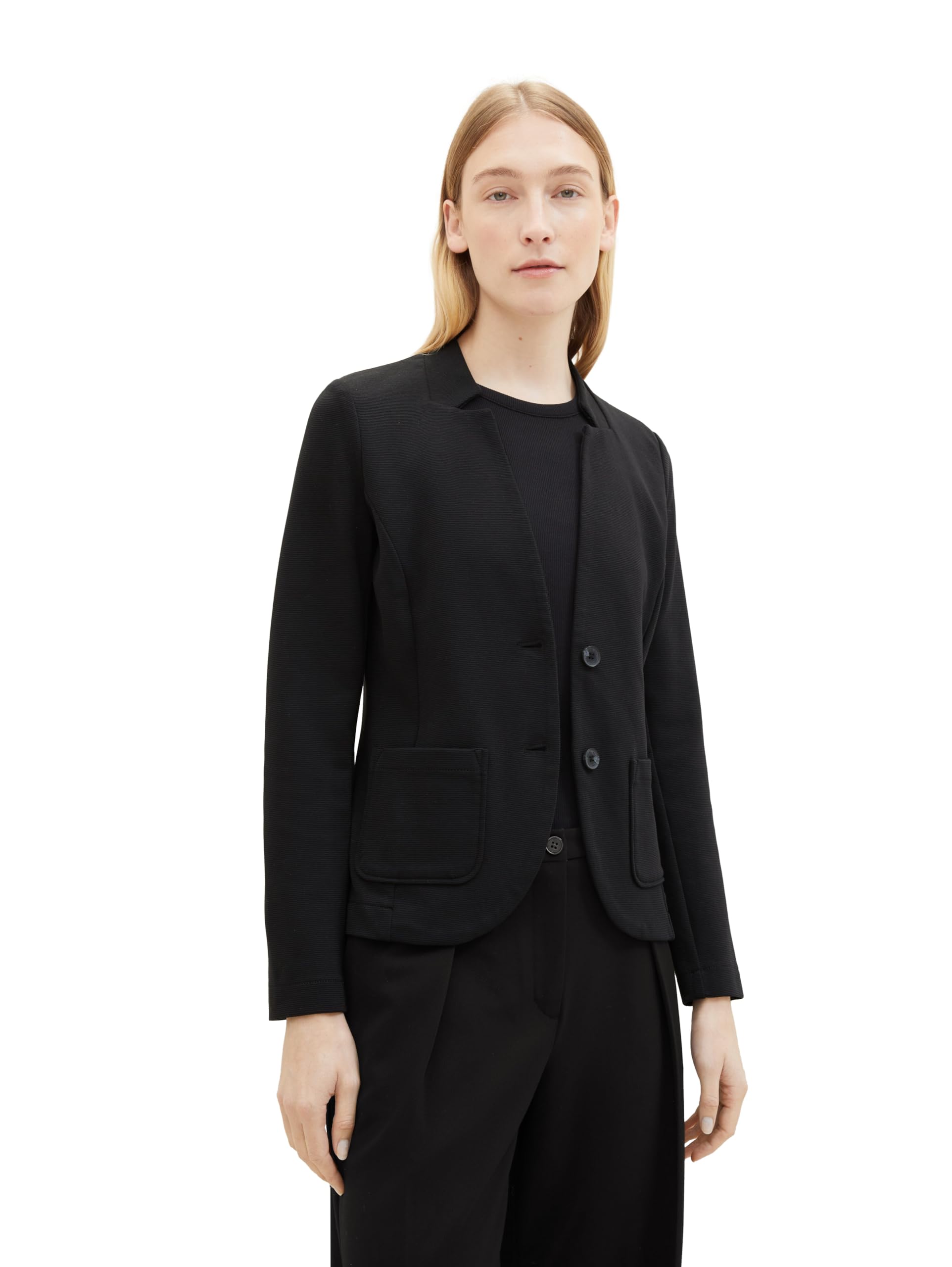 Tom Tailor Damen Basic Ottoman Blazer mit Taschen