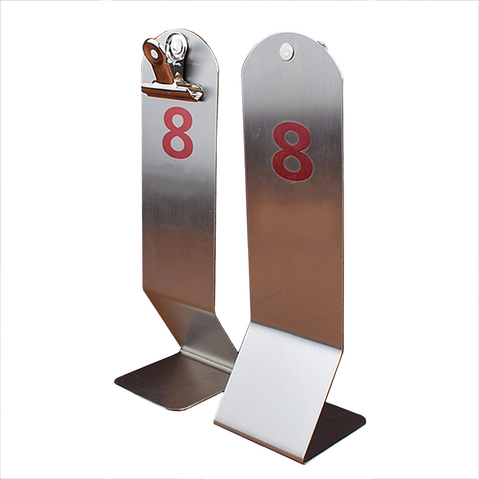 Kantinentischnummern 10 15 25, gr??ere und l?ngere Tischschilder aus Edelstahl mit Clip f¨¹r Restaurants, Empf?nge, Bistros, doppelseitige Tischkartenhalter (Farbe: Silber (61¨C75))